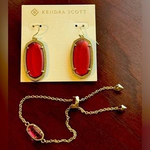 Kendra Scott Elle Berry Glass Red with Gold Hardware